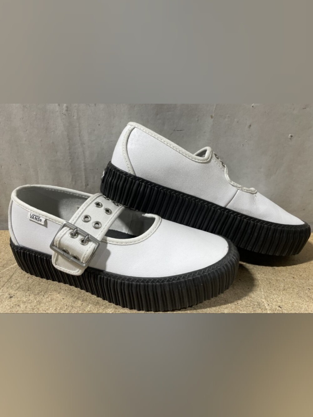 Vans Mary Jane Creeper 'Grunge Ballet - White Black' Shoes Size 7 Like New - Picture 4 of 9